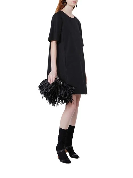 VESTITO CORTO CON SCOLLO A GIRO DONNA NERO