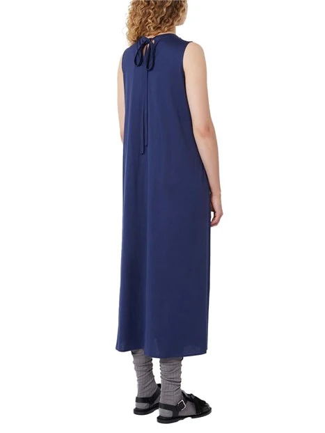 VESTITO LUNGO CON CHIUSURA FIOCCO DONNA BLU