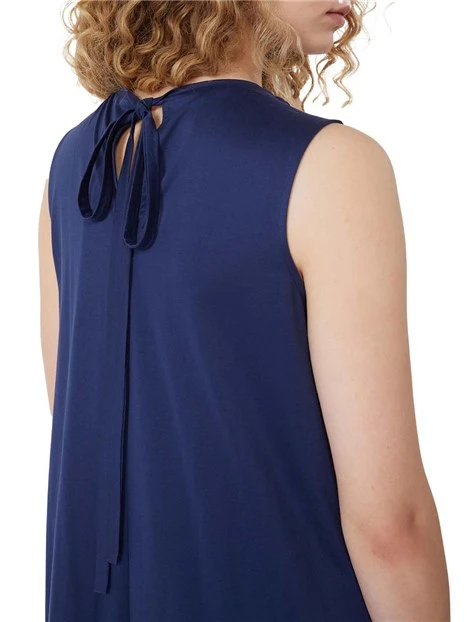 VESTITO LUNGO CON CHIUSURA FIOCCO DONNA BLU