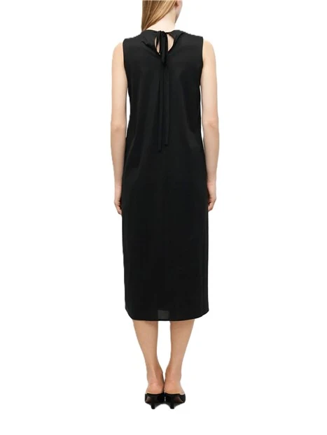 VESTITO LUNGO CON CHIUSURA FIOCCO DONNA NERO