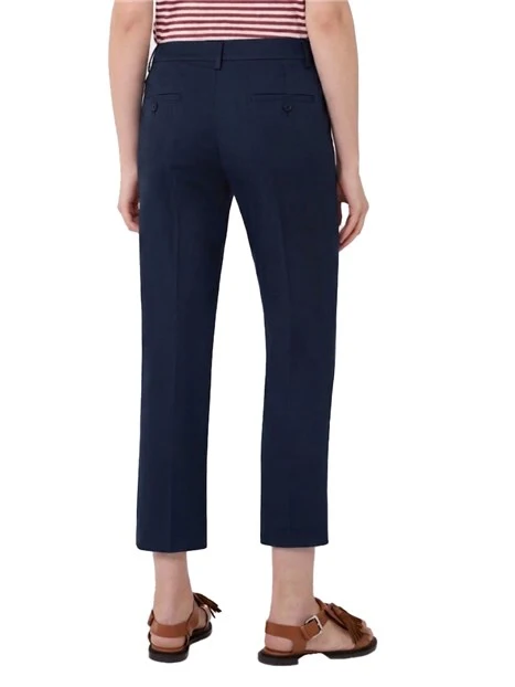 PANTALONE CROPPED IN GARBADINA DI COTONE STRECTH DONNA BLU