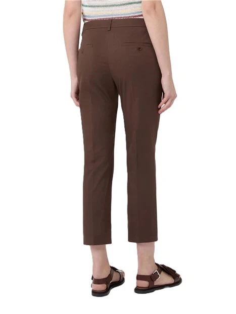 PANTALONI CROPPED IN GARBADINA DI COTONE STRECTH DONNA MARRONE