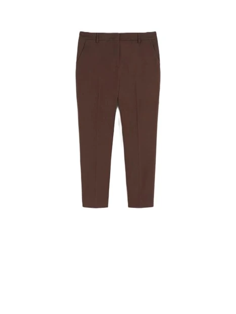 PANTALONI CROPPED IN GARBADINA DI COTONE STRECTH DONNA MARRONE