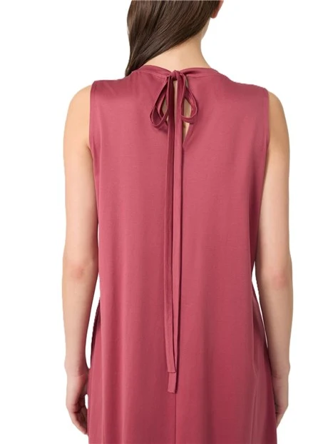 VESTITO LUNGO CON CHIUSURA FIOCCO DONNA ROSSO