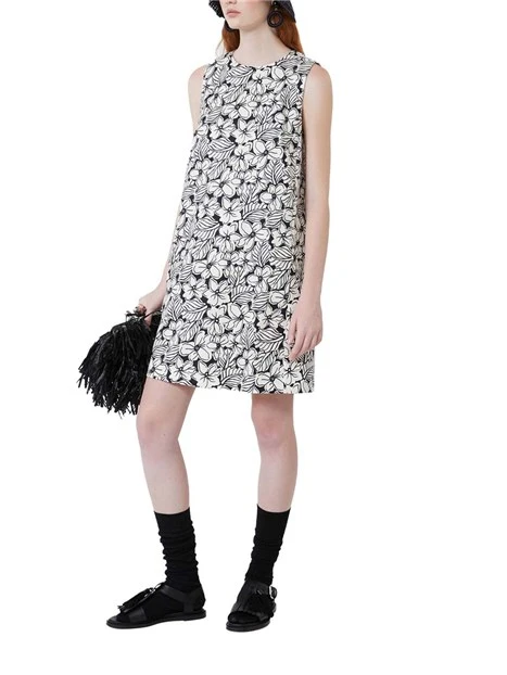 VESTITO CORTO IN STUOIA DI COTONE DONNA AVORIO