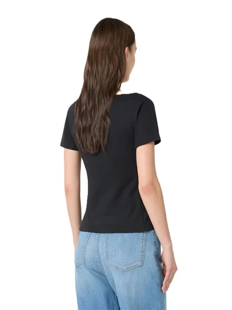 TOP ADERENTE CON SCOLLO A BARCA DONNA NERO