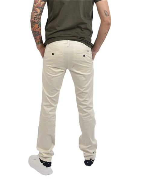 PANTALONI CHINO IN MISTO COTONE  CON DETTAGLIO LOGATO UOMO ECRU