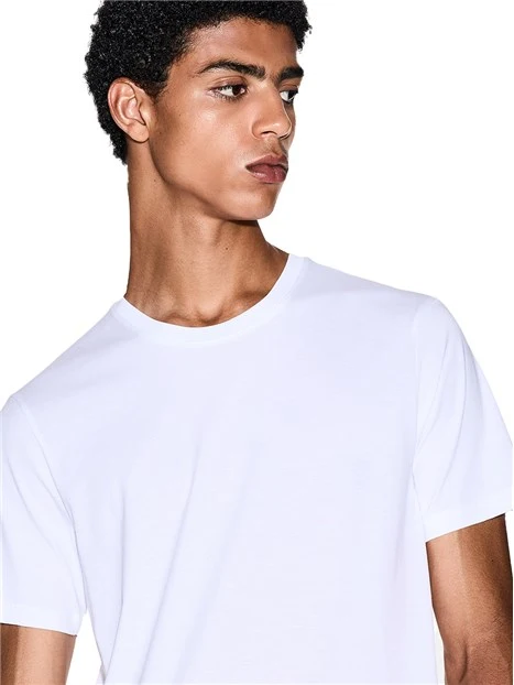 T-SHIRT MANICA CORTA CON LOGO APPLICATO UOMO BIANCO