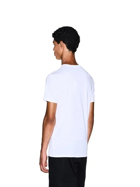 T-SHIRT MANICA CORTA CON LOGO APPLICATO UOMO BIANCO