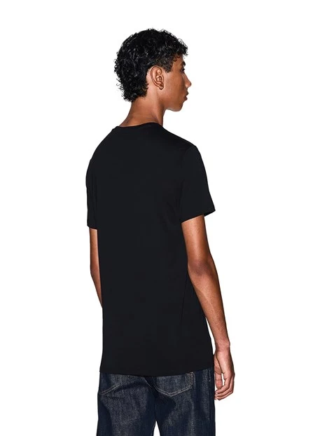 T-SHIRT MANICA CORTA CON MICRO LOGO APPLICATO UOMO NERO