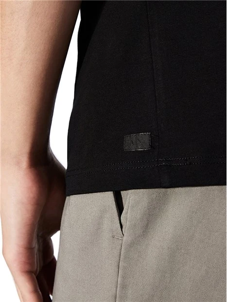 T-SHIRT MANICA CORTA CON LOGO APPLICATO UOMO NERO