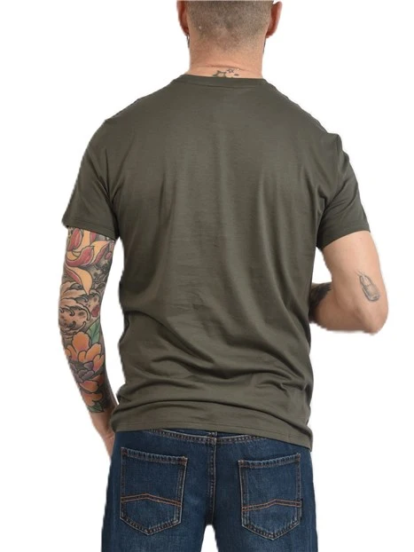 T-SHIRT MANICA CORTA CON MICRO LOGO APPLICATO UOMO VERDE