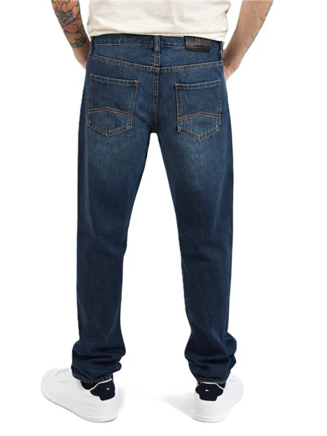 JEANS REGULAR CON PATCH LOGATO UOMO BLU