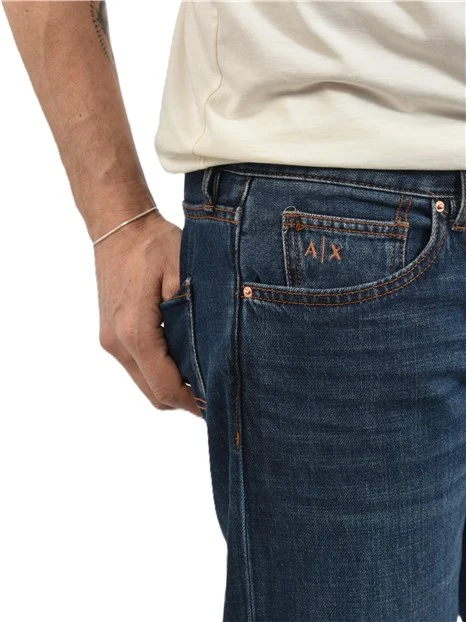 JEANS REGULAR CON PATCH LOGATO UOMO BLU