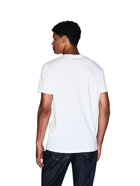 T-SHIRT MANICA CORTA CON LOGO SUL PETTO A CONTRASTO UOMO BIANCO