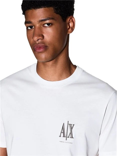 T-SHIRT MANICA CORTA CON LOGO SUL PETTO A CONTRASTO UOMO BIANCO