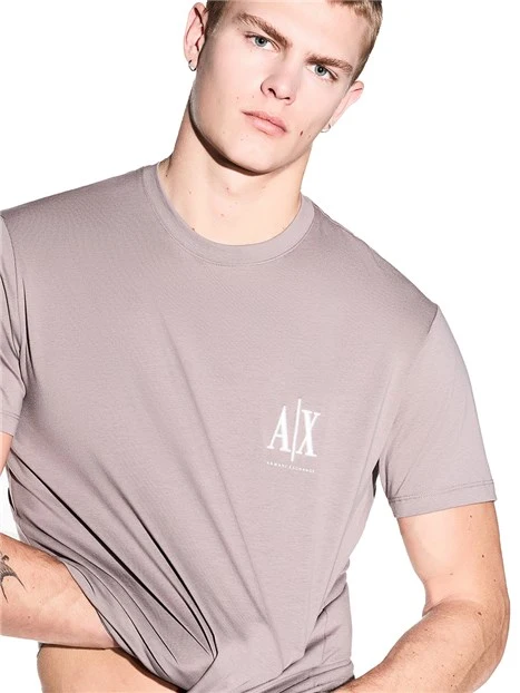 T-SHIRT MANICA CORTA CON LOGO SUL PETTO A CONTRASTO UOMO BEIGE