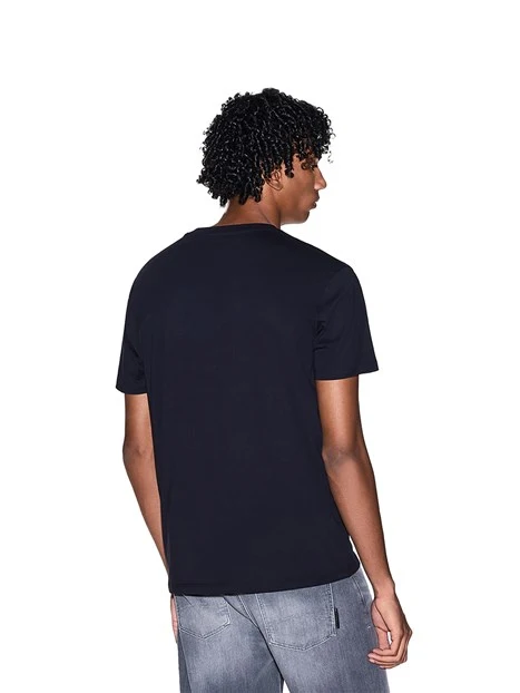 T-SHIRT MANICA CORTA CON LOGO SUL PETTO A CONTRASTO UOMO  BLU