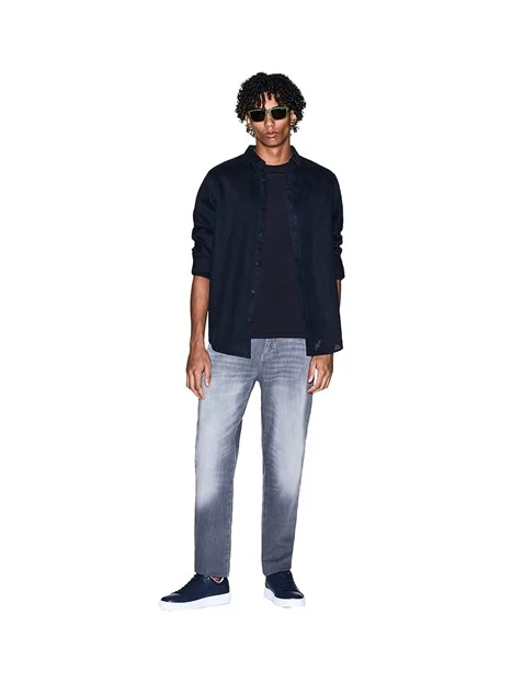 T-SHIRT MANICA CORTA CON LOGO SUL PETTO A CONTRASTO UOMO  BLU