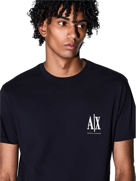 T-SHIRT MANICA CORTA CON LOGO SUL PETTO A CONTRASTO UOMO  BLU