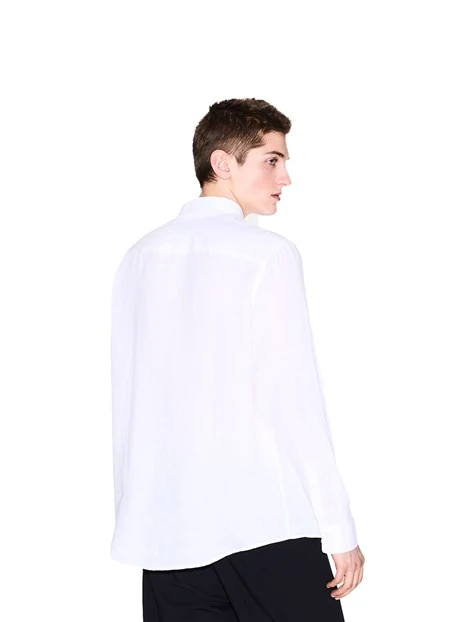 CAMICIA COREANA IN LINO UOMO BIANCO