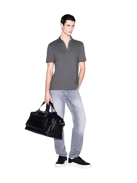 POLO MANICA CORTA CON RIFINITURE A CONTRASTO UOMO GRIGIO