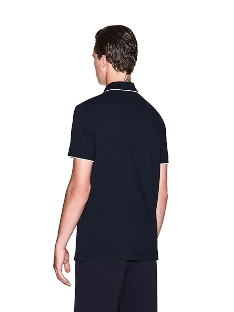 POLO MANICA CORTA CON RIFINITURE A CONTRASTO UOMO BLU NAVY