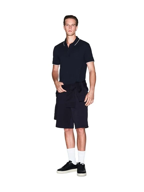 POLO MANICA CORTA CON RIFINITURE A CONTRASTO UOMO BLU NAVY