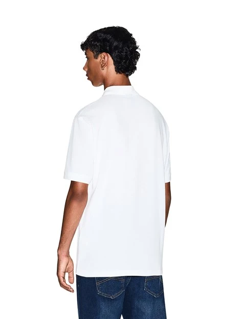 POLO MANICA CORTA CON LOGO STAMPATO SUL PETTO UOMO BIANCO