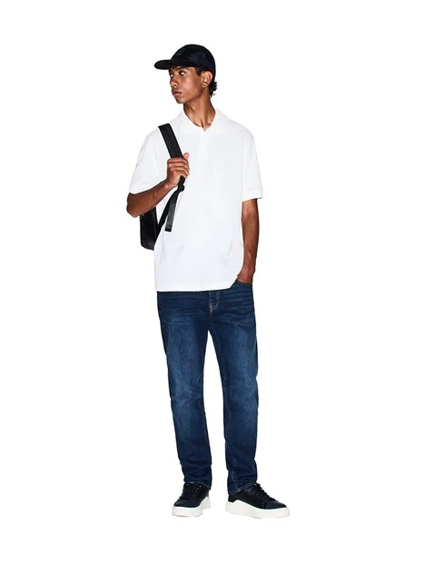 POLO MANICA CORTA CON LOGO STAMPATO SUL PETTO UOMO BIANCO