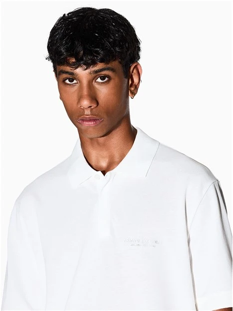 POLO MANICA CORTA CON LOGO STAMPATO SUL PETTO UOMO BIANCO