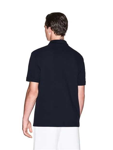 POLO MANICA CORTA CON LOGO STAMPATO SUL PETTO UOMO BLU