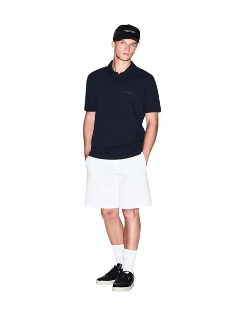 POLO MANICA CORTA CON LOGO STAMPATO SUL PETTO UOMO BLU