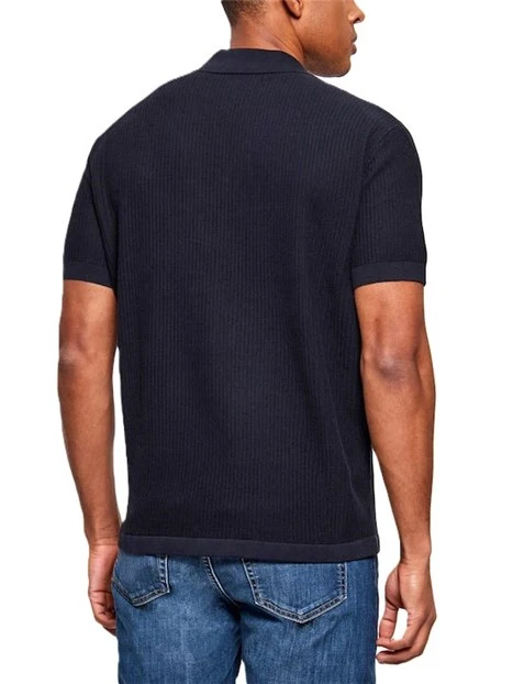 POLO MANICA CORTA CON MOTIVO ALL OVER A RILIEVO UOMO BLU