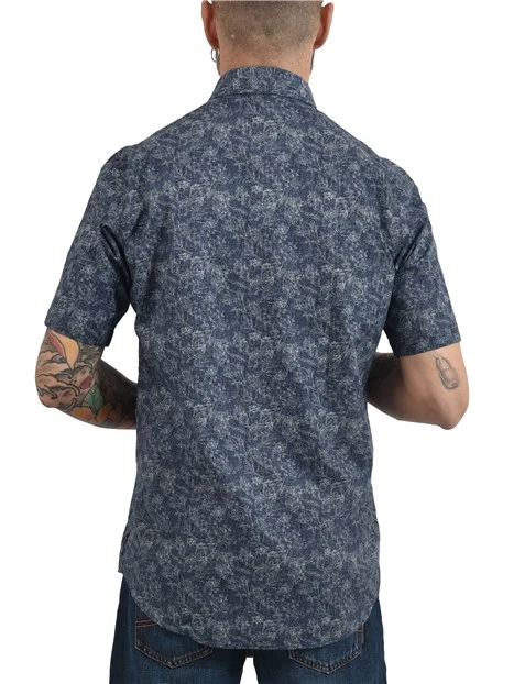 CAMICIA MANICA CORTA FANTASIA FLOREALE ALL OVER UOMO BLU