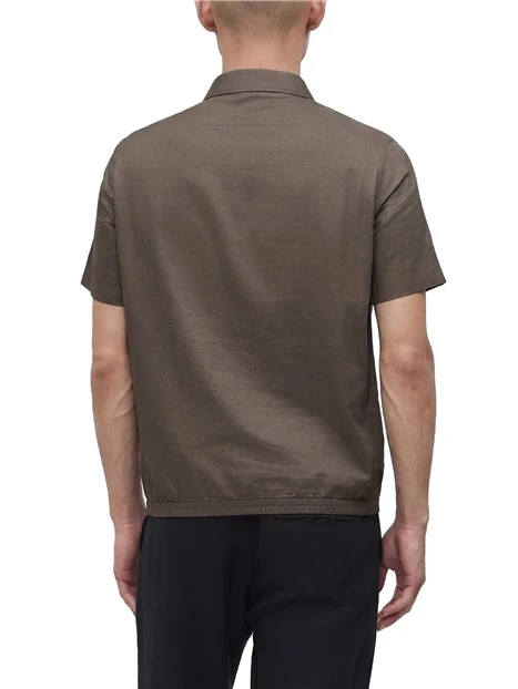 CAMICIA MANICA CORTA CON LOGO RICAMATO UOMO MARRONE