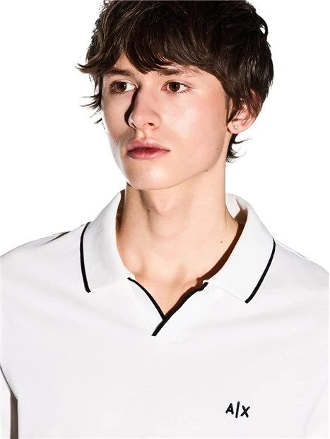 POLO MANICA CORTA CON RIFINITURE NERE A CONTRASTO UOMO BIANCO