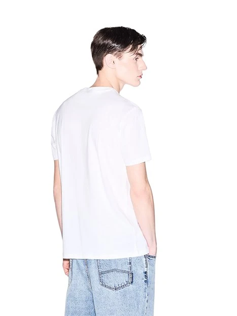 T-SHIRT MANICA CORTA CON LOGO STAMPATO TONO SU TONO UOMO BIANCO