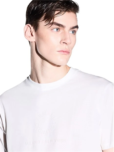 T-SHIRT MANICA CORTA CON LOGO STAMPATO TONO SU TONO UOMO BIANCO