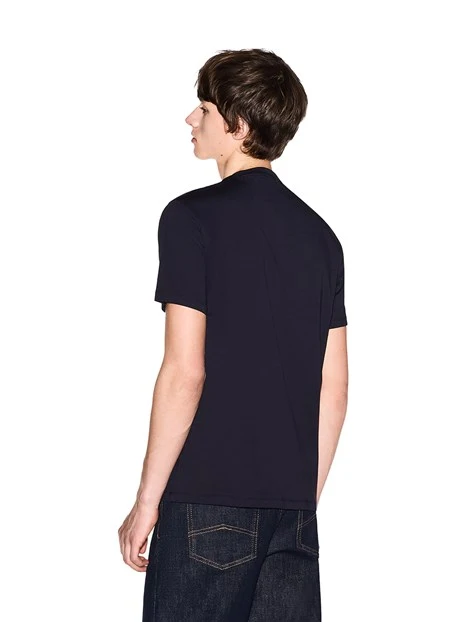 T-SHIRT MANICA CORTA CON STAMPA SUL PETTO UOMO BLU