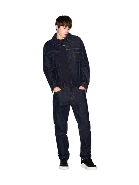 T-SHIRT MANICA CORTA CON STAMPA SUL PETTO UOMO BLU