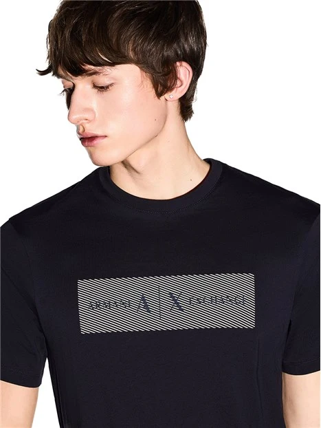 T-SHIRT MANICA CORTA CON STAMPA DEL LOGO UOMO  BLU