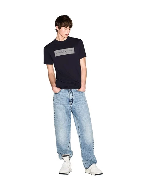 T-SHIRT MANICA CORTA CON STAMPA DEL LOGO UOMO  BLU