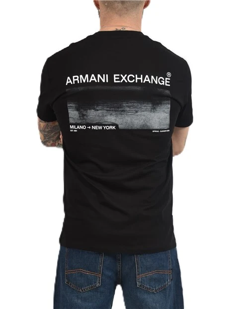 T-SHIRT MANICA CORTA CON TESTO STAMPATO UOMO NERO