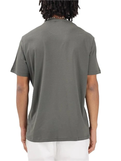 T-SHIRT MANICA CORTA IN COTONE CON INSERTO FANTASIA UOMO VERDE