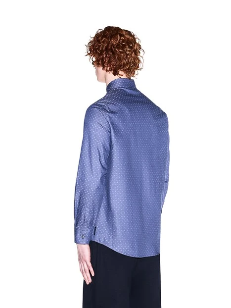 CAMICIA ELEGANTE FANTASIA A POIS UOMO BLU