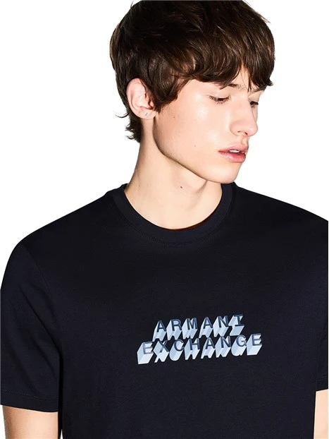 T-SHIRT MANICA CORTA CON LOGO 3D UOMO BLU