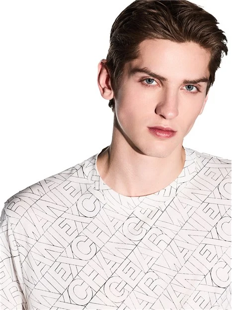 T-SHIRT MANICA CORTA CON STAMPA LETTERING UOMO BIANCO