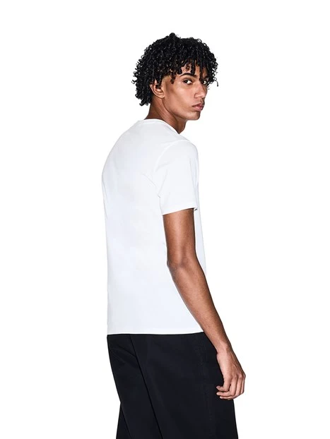 T-SHIRT MANICA CORTA CON STAMPA A CONTRASTO UOMO BIANCO