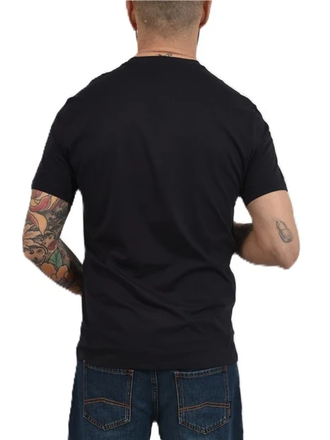 T-SHIRT MANICA CORTA CON STAMPA A CONTRASTO UOMO BLU